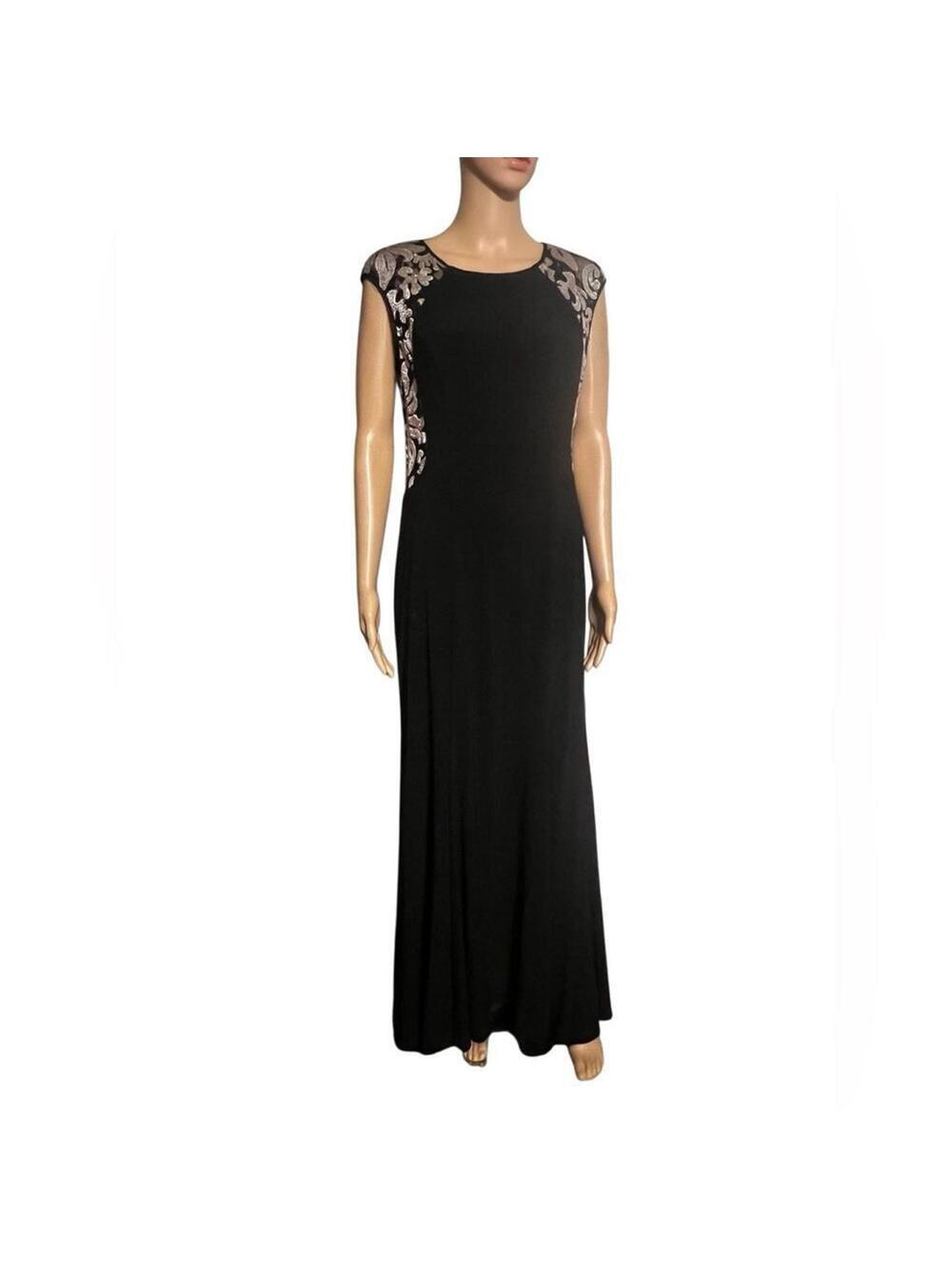 Xscape Women's 10 Black sequin Evening Gown Formal Dress